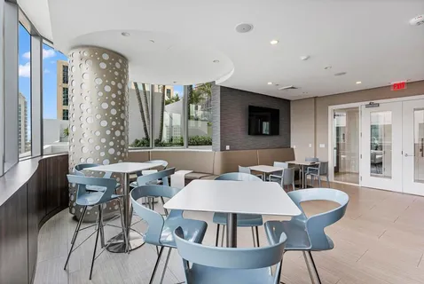 a view of a city with tall buildings