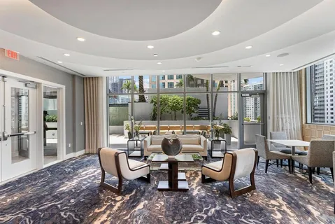 a view of a balcony with city view