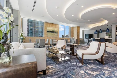 a city view with tall buildings