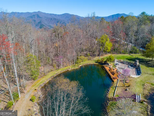 a view of a house with a mountain and a forest view