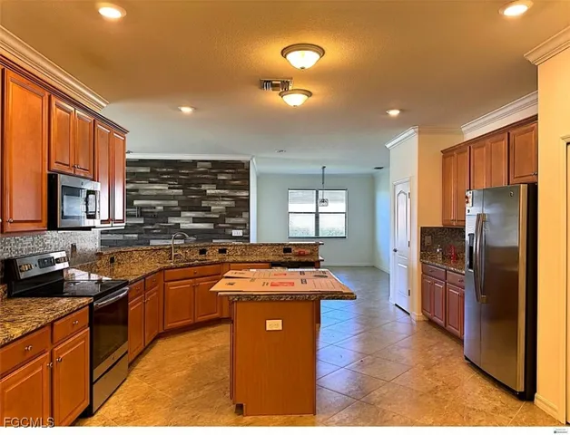 a view of a park with a slide