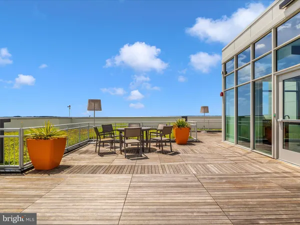 a view of a terrace with seating space