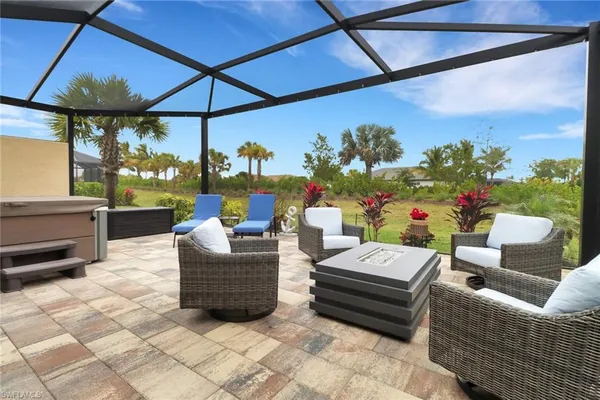 a outdoor living space with furniture and garden view