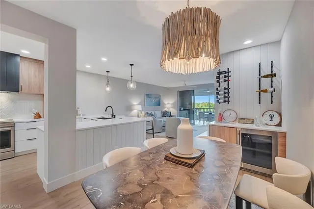 a open dining room with furniture