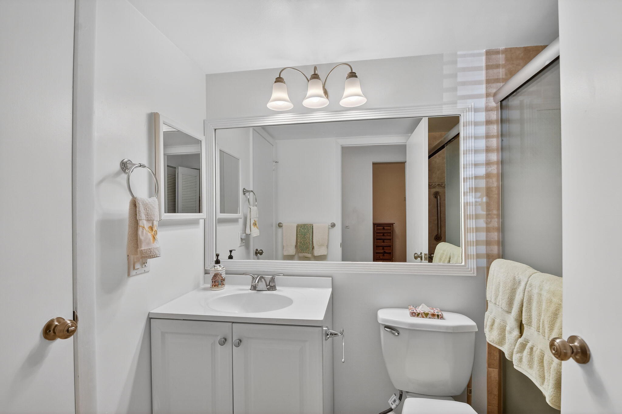 342 Pine Ridge Circle, Unit D1 Greenacres, FL 33463 - Photo 17 of 24 a bathroom with a sink and a mirror