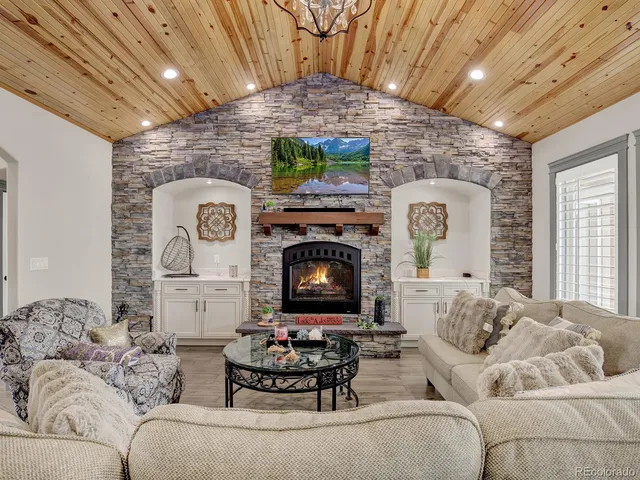 a living room with furniture