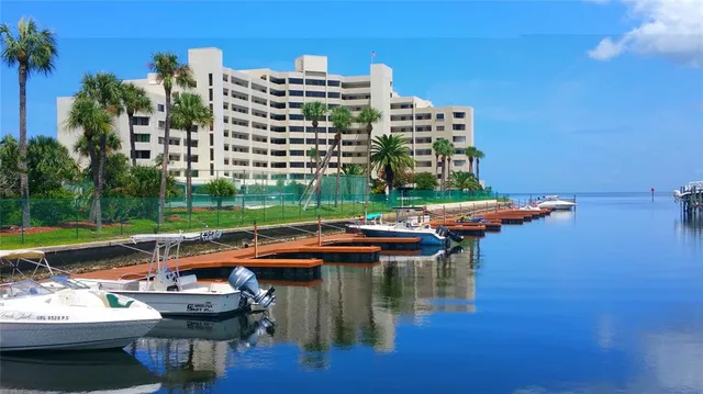 a view of a building with a garden