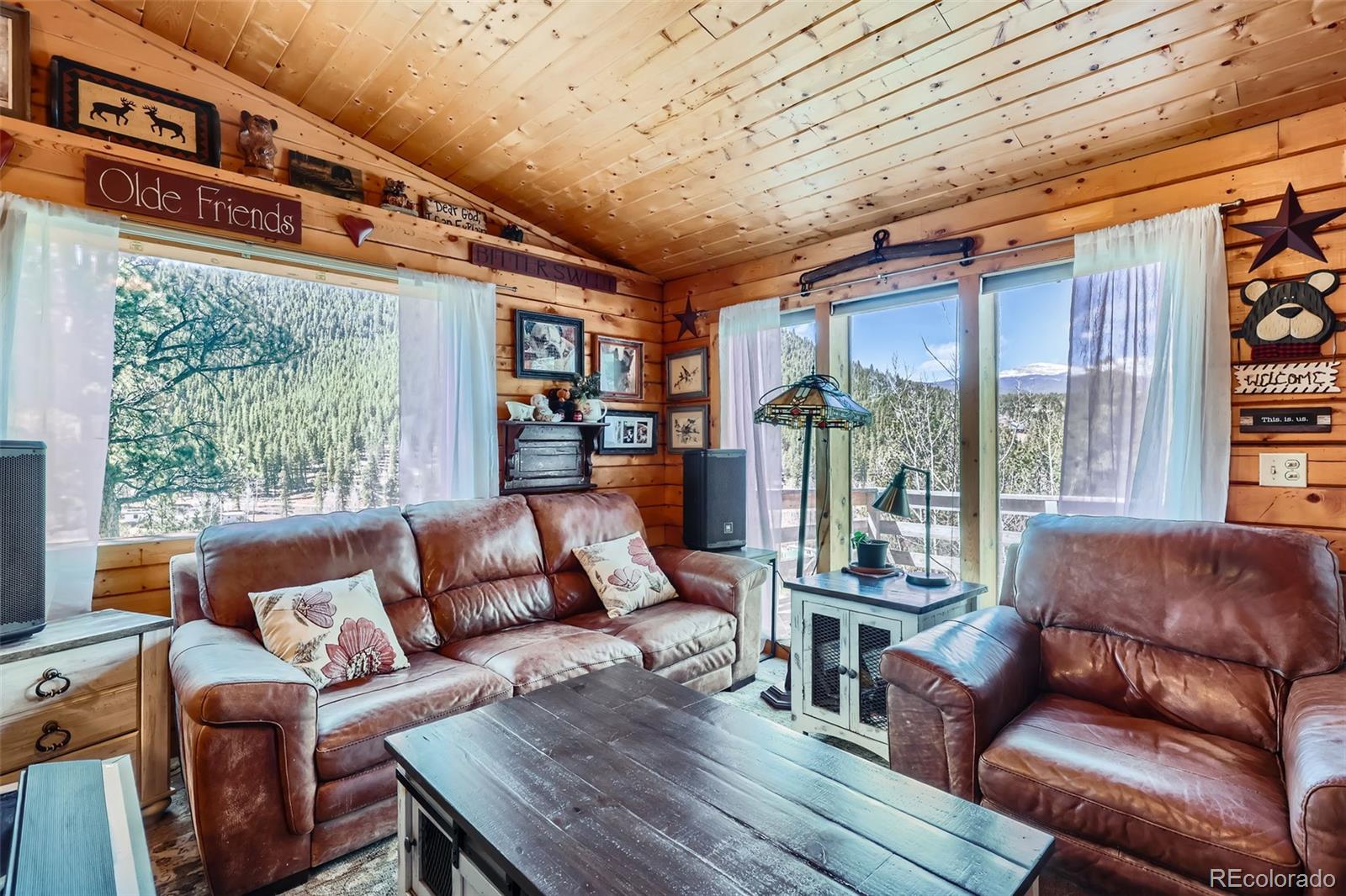 398 Gross Road Bailey, CO 80421 - Photo 6 of 28 a outdoor living space with furniture and large windows