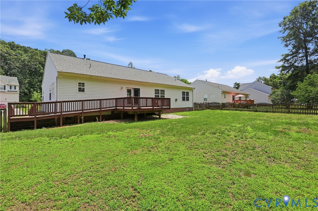 14719 Clover Ridge Lane Chesterfield, VA 23832 - Photo 35 of 36 Expansive backyard featuring a large wooden deck w