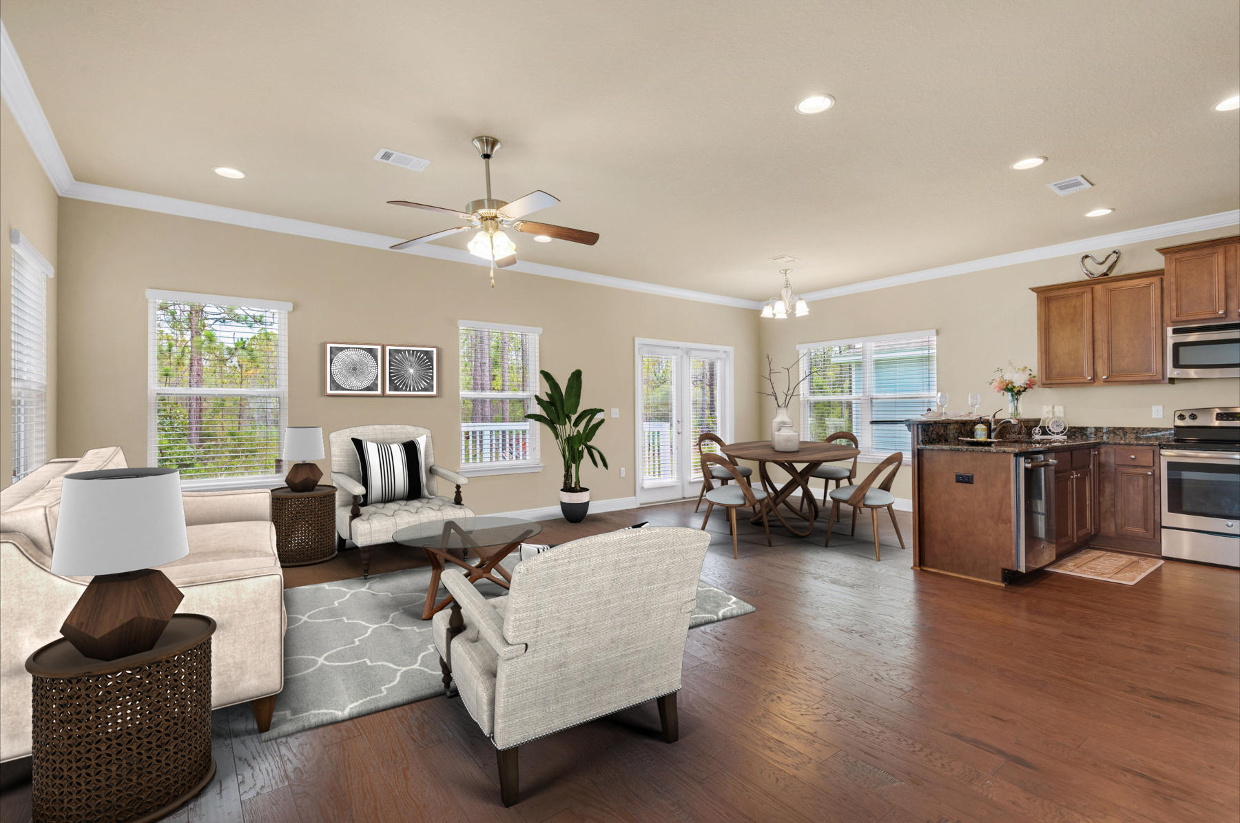 69 Topsail Drive Santa Rosa Beach, FL 32459 - Photo 7 of 34 a living room with furniture and kitchen view