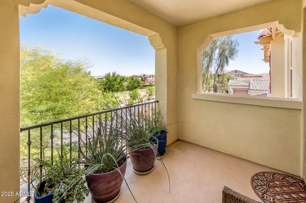 a park view with potted plants