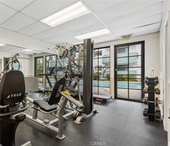 a view of a room with gym equipment