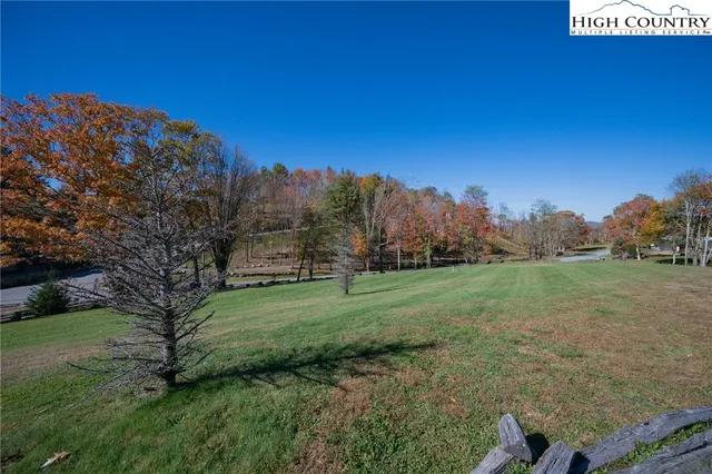 a view of a field of grass and trees
