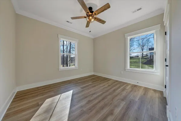 a view of a lake in middle of the town