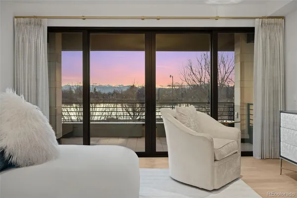 a view of a balcony with an outdoor space