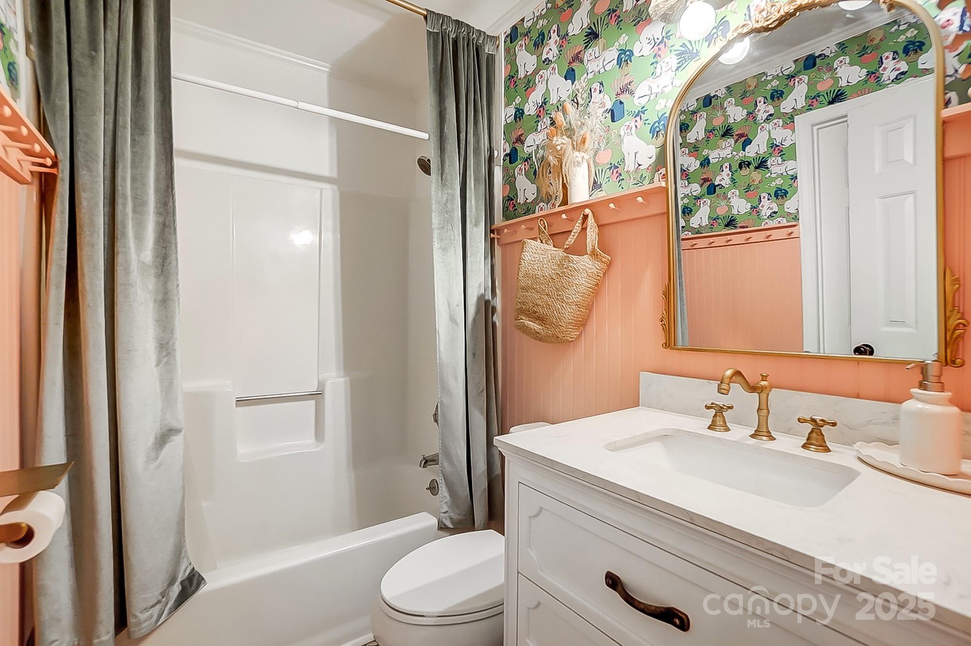 329 Treeline Drive Belmont, NC 28012 - Photo 25 of 48 a bathroom with a granite countertop sink toilet and shower