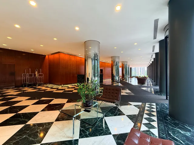 a view of a building with a street