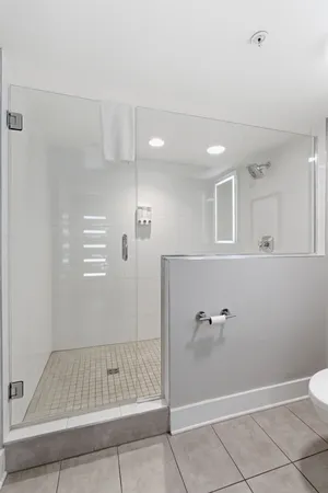 a bathroom with a shower