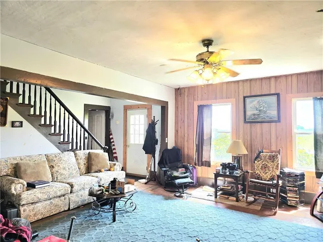 a living room with furniture