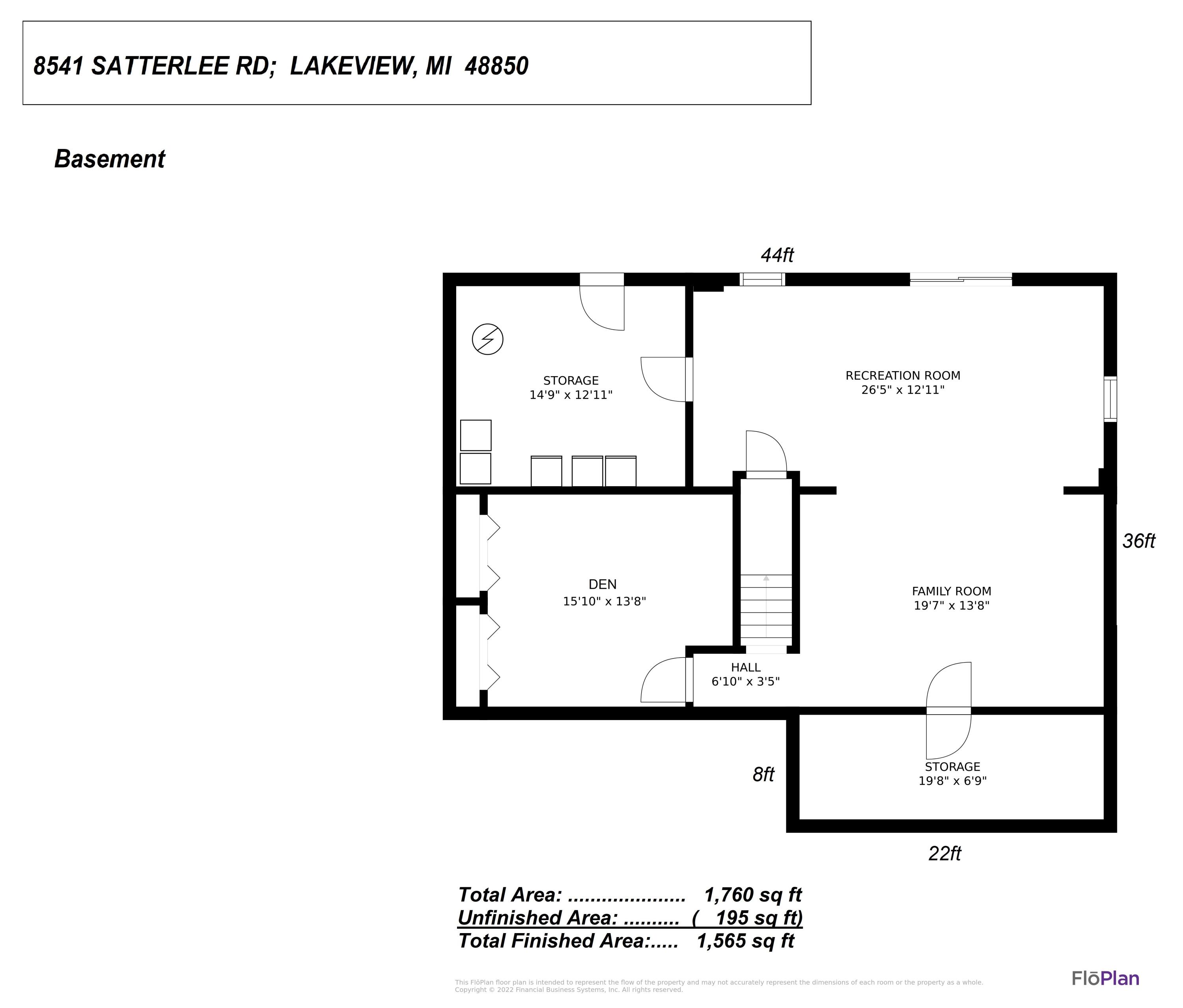 8541 Satterlee Road Lakeview, MI 48850 - Photo 21 of 46 FloPlan Basement Floor FINAL