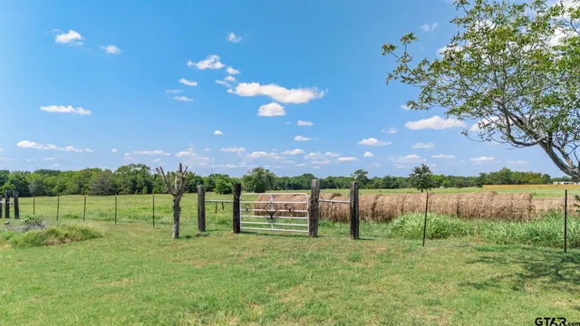 a view of a garden with sitting area