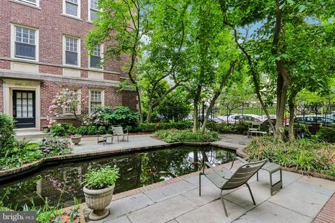 a view of a swimming pool with a patio and plants
