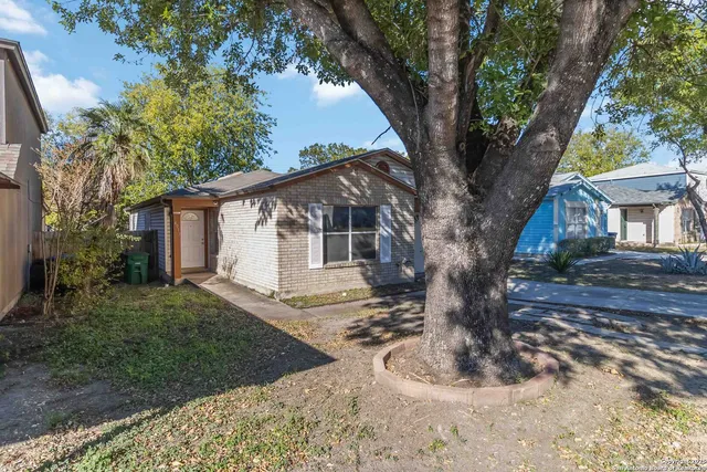 a view of a house with a tree in the yard