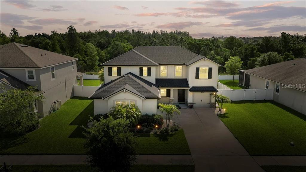 an aerial view of a house