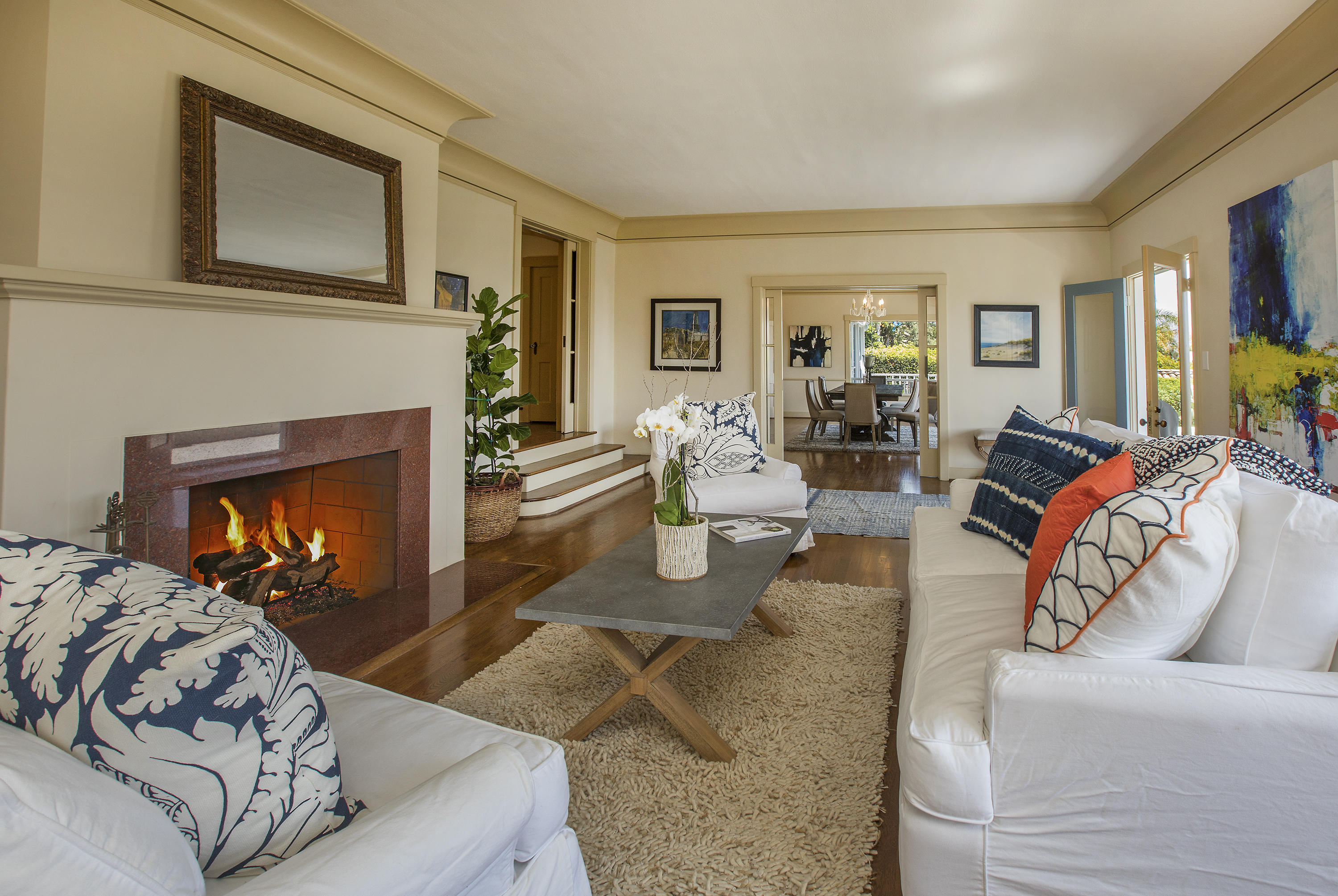 1415 Dover Road Santa Barbara, CA 93103 - Photo 17 of 40 a living room with furniture and a fireplace