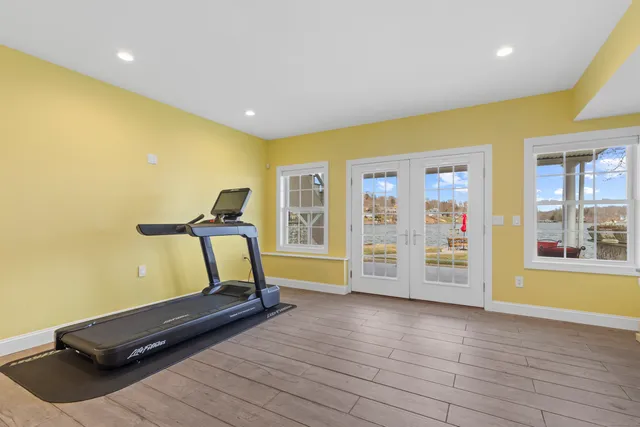 a view of a room with gym equipment