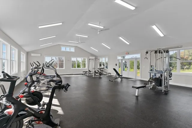 a view of a room with gym equipment