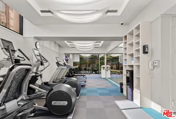 a view of a room with gym equipment