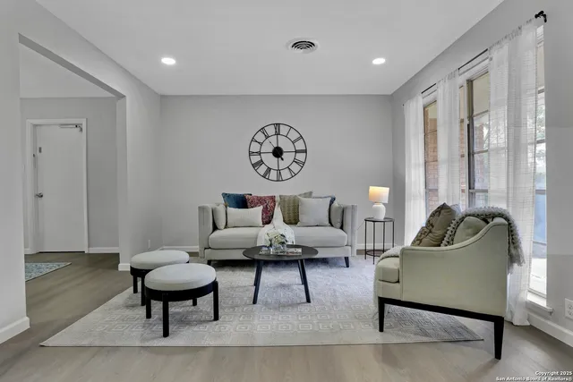 a living room with furniture