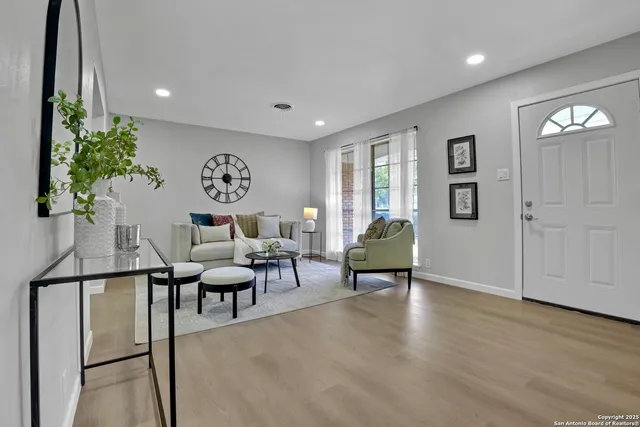 a living room with furniture
