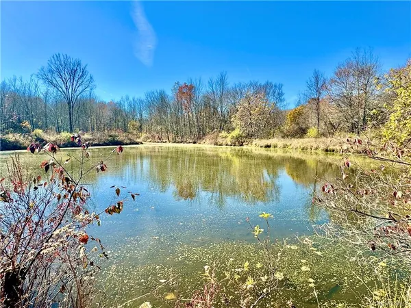 a view of a lake with houses
