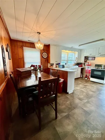 a view of a dining area with furniture