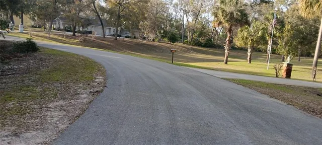 a view of a road with yard