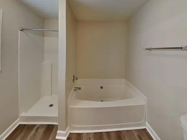 a bathroom with a bathtub