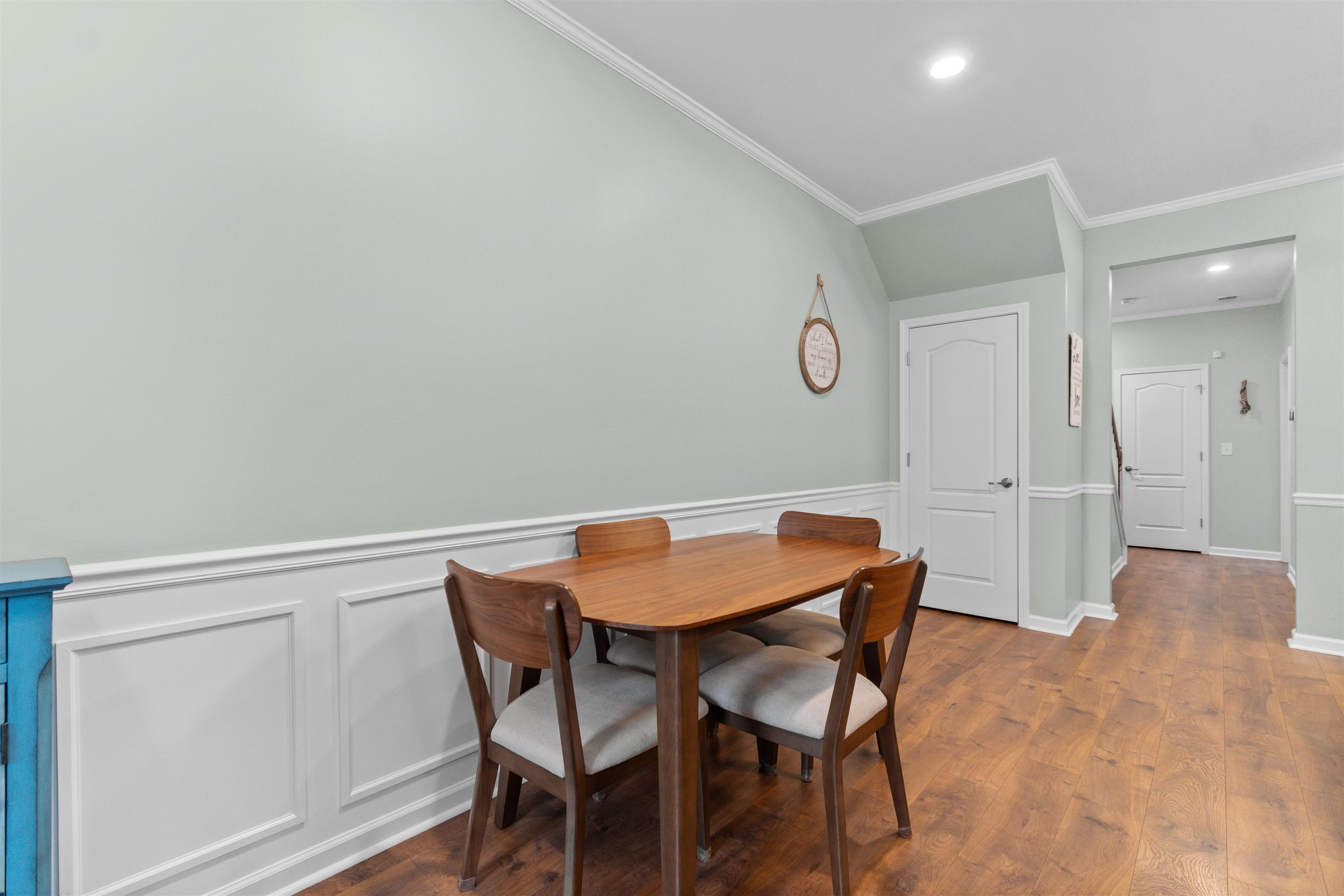 2408 Heritage Loop, Unit 2408 Myrtle Beach, SC 29577 - Photo 7 of 40 Dining area featuring dark wood-style floors, ornamental molding, and recessed lighting