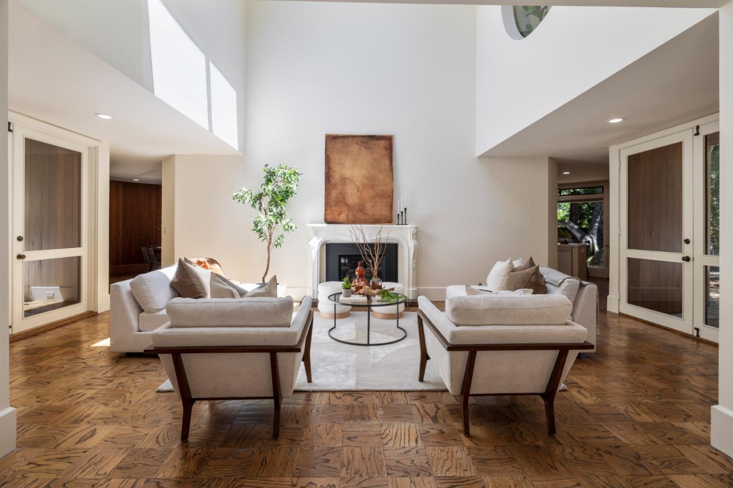3364 Woodside Road Woodside, CA 94062 - Photo 15 of 48 a living room with furniture and a fireplace