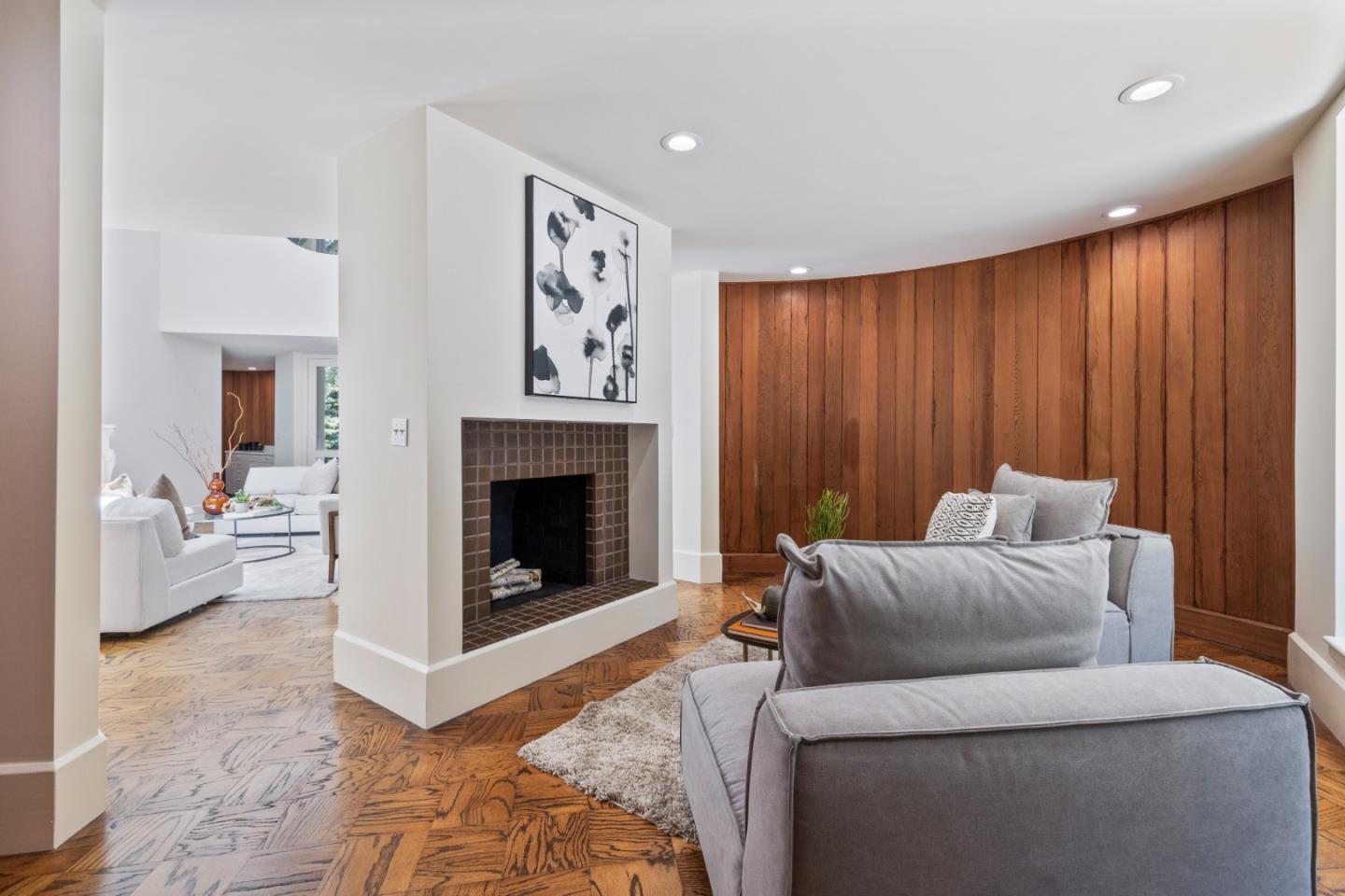 3364 Woodside Road Woodside, CA 94062 - Photo 19 of 48 a living room with furniture and a fireplace