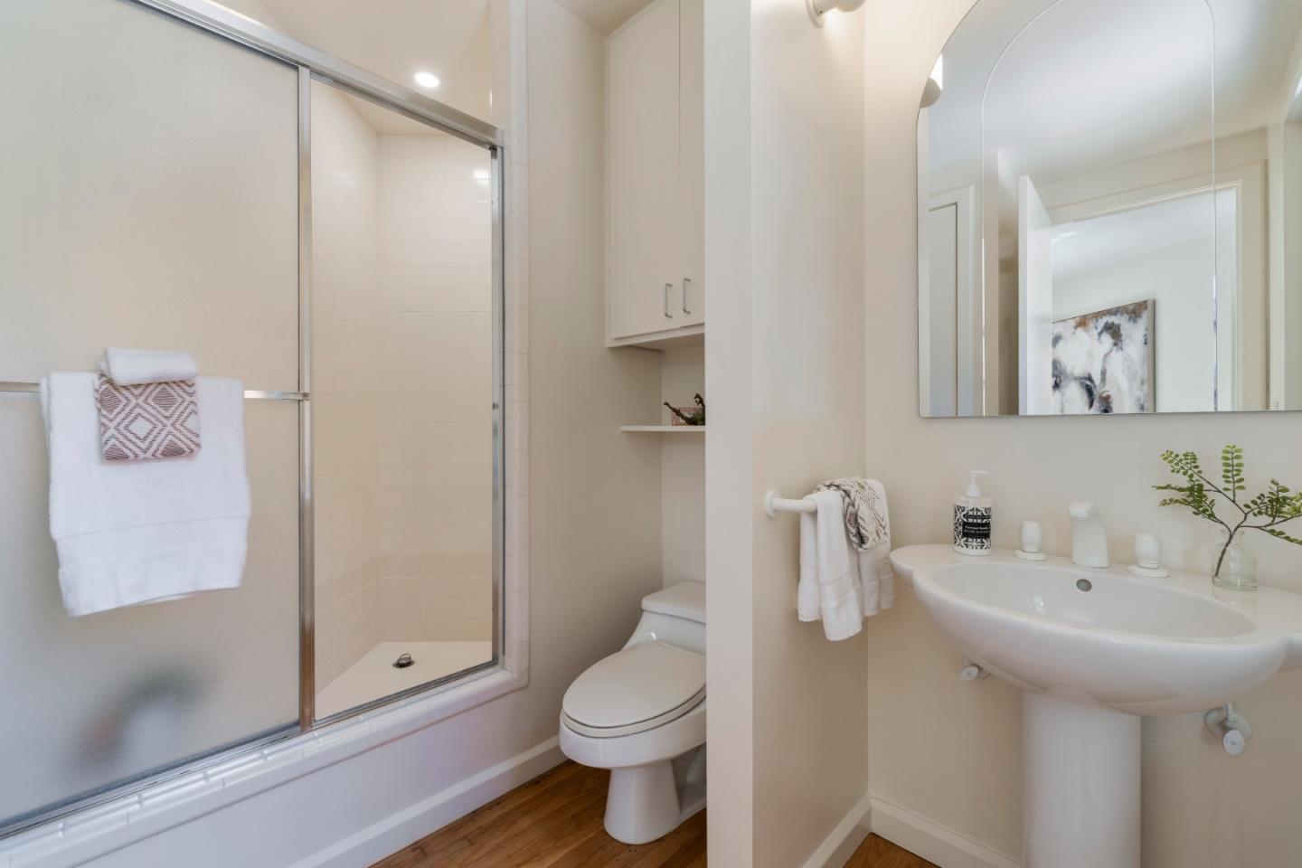 3364 Woodside Road Woodside, CA 94062 - Photo 35 of 48 a bathroom with a sink toilet and shower
