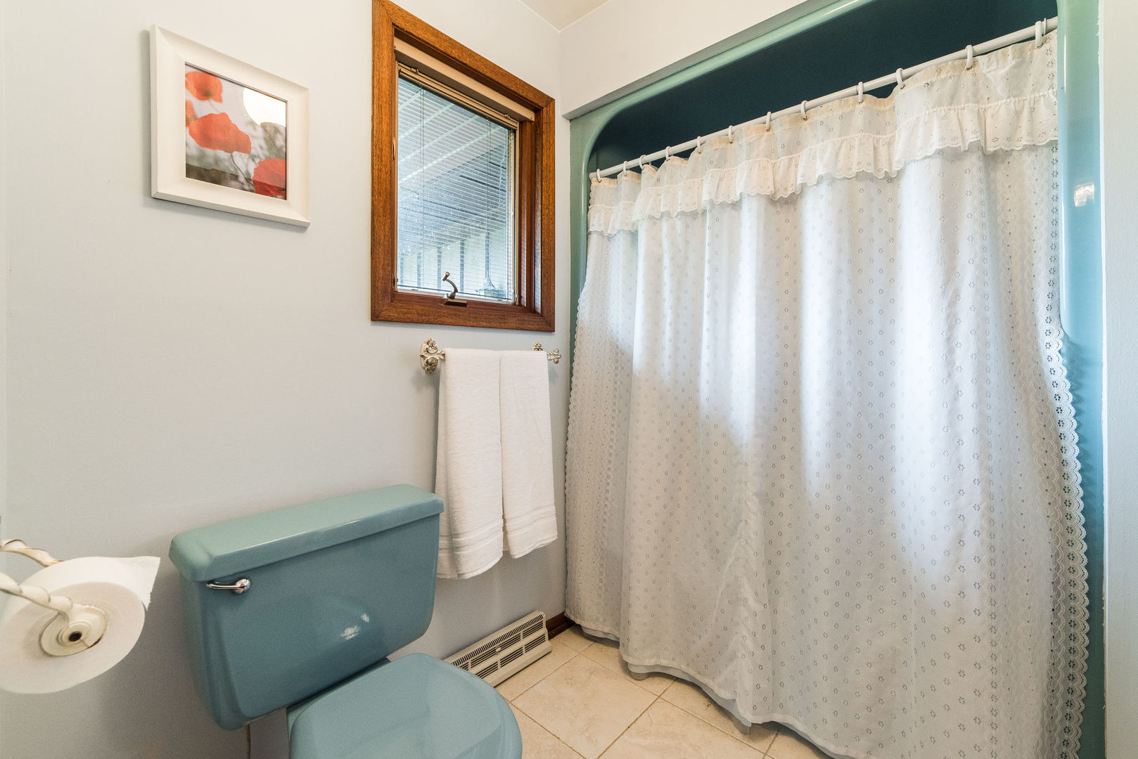 16045 Whipple Road Sycamore, IL 60178 - Photo 29 of 60 a bathroom with a toilet and a shower curtain