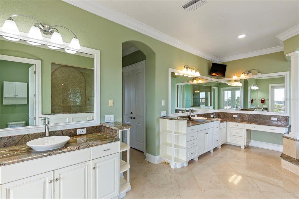 3523 West Shell Point Road Ruskin, FL 33570 - Photo 52 of 89 a bathroom with a granite countertop sink and a mirror