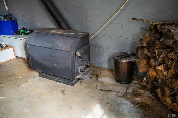 a view of a lake with green field