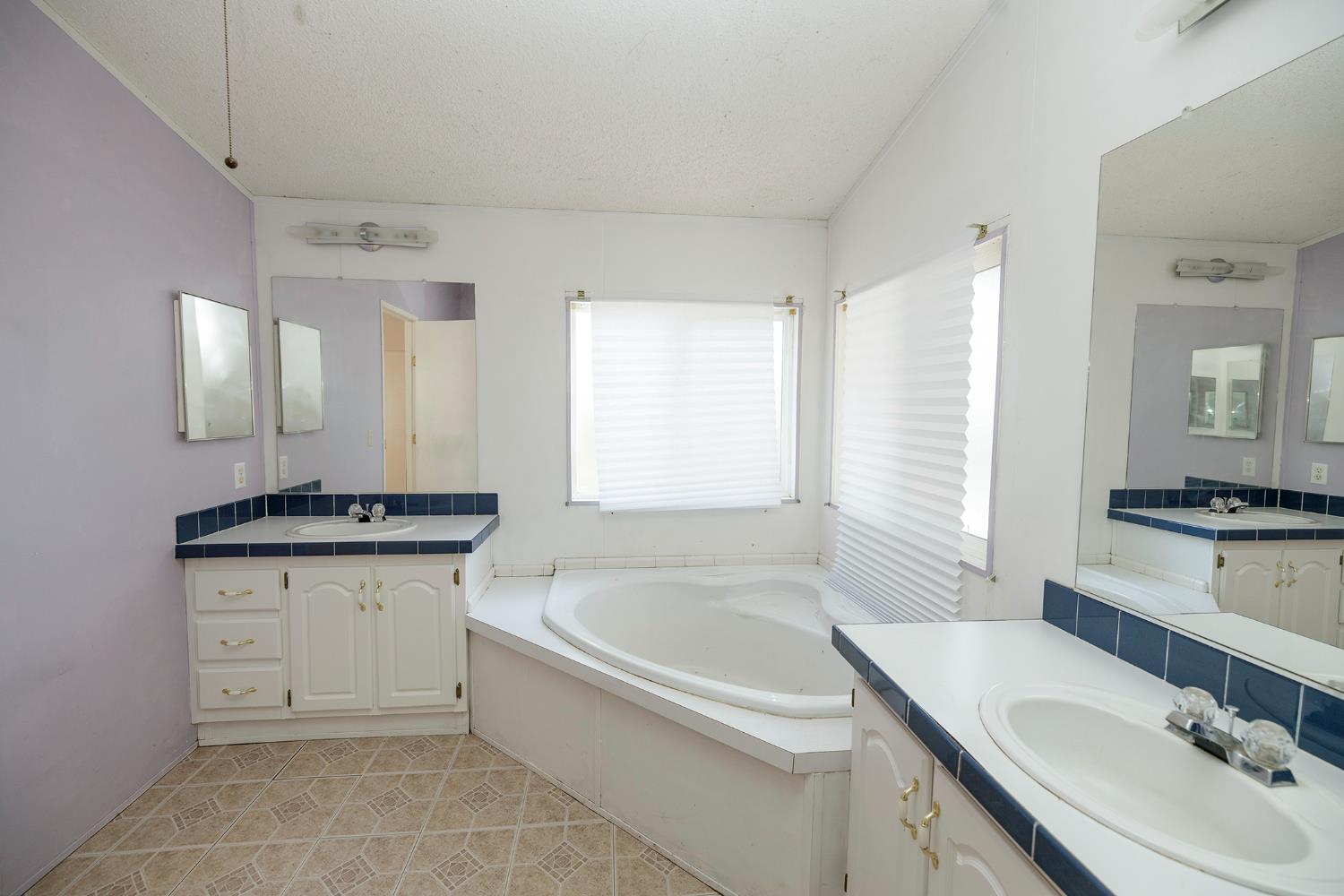 2621 Prescott Road, Unit 160 Modesto, CA 95350 - Photo 24 of 37 a bathroom with a granite countertop bathtub a sink and a mirror