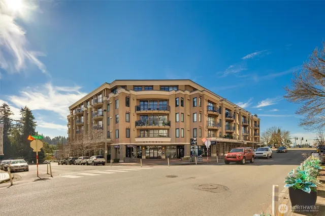 a large building with a street