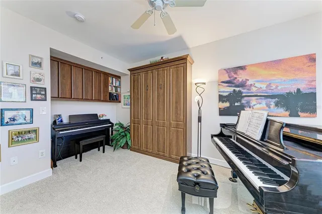 a view of a city with flower plants