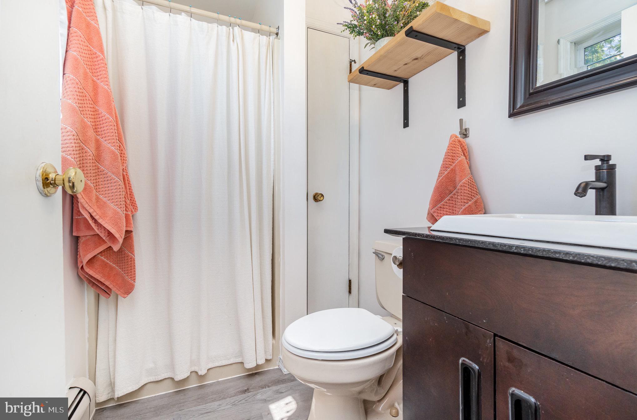 335 Apple Ridge Road Loysville, PA 17047 - Photo 17 of 46 a bathroom with a sink a toilet and shower curtain