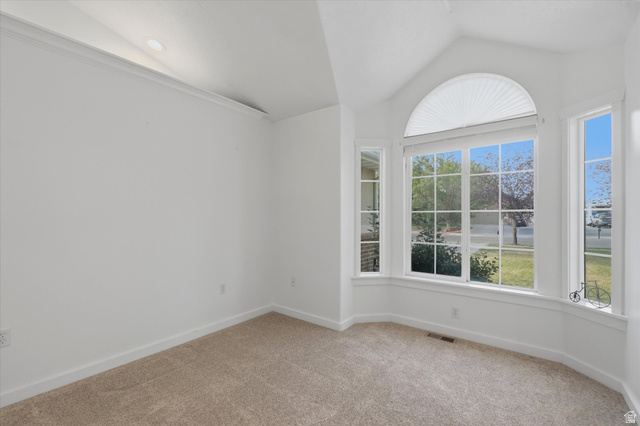 791 East Saddle Road Grantsville, UT 84029 - Photo 4 of 46 Bay window with arched transom, white window frames, and pleated blind